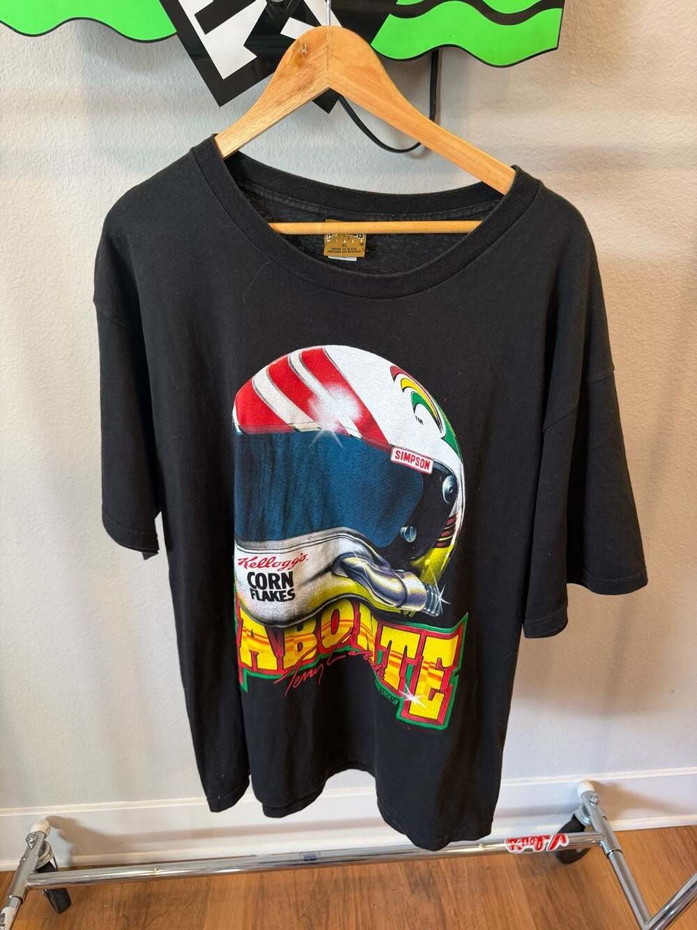 Vintage 90s Terry Labonte Kellogg's Corn Flakes Nascar Helmet Graphic T-Shirt